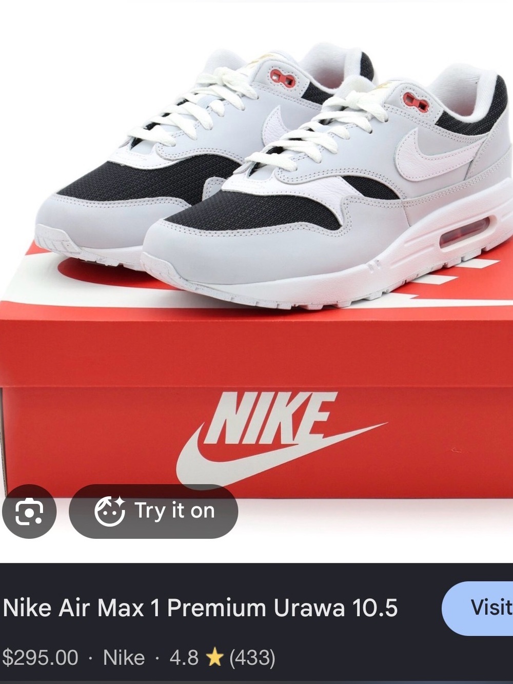 Nike Men’s Air Max 1 Premium - Pure Platinum, Black, Sport Red, White